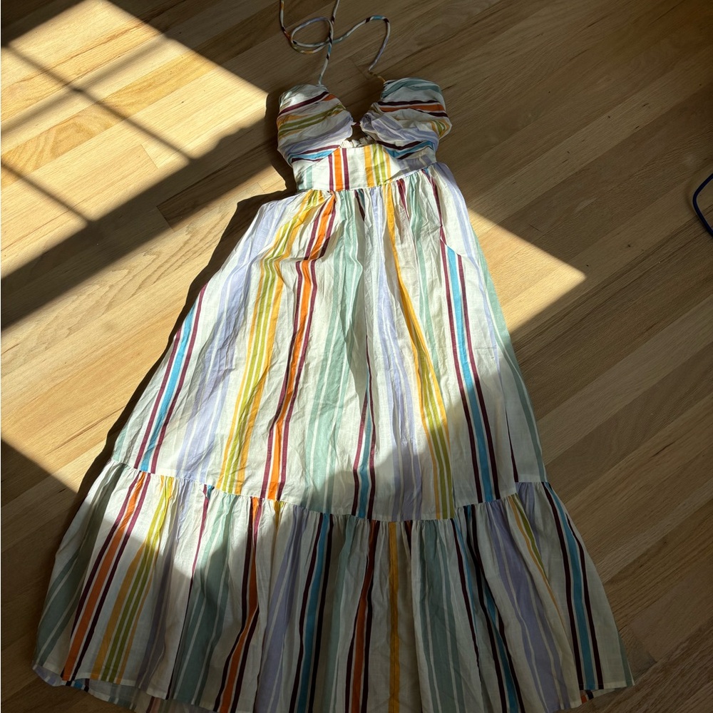 Alemais Axum Striped Halter Dress - linen